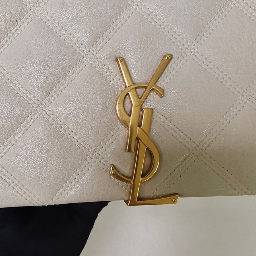 🌺暑期降價🌺快閃甜價只到7/19‼️㊣✨YSL✨(附防塵袋)SAINT LAURENT 聖羅蘭 奶油白 小羊皮 菱格 衍縫 掀蓋 金釦 鏈條 肩背包 斜背包/二手精品/二手包🌳二手樹屋🌳-16