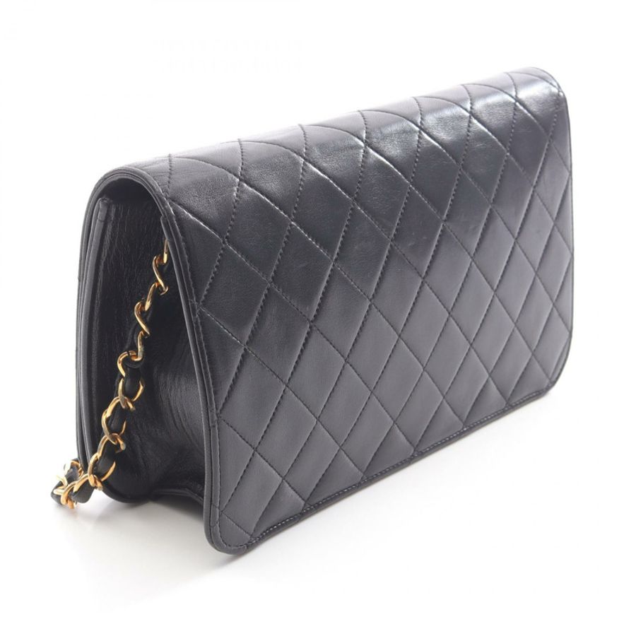 香奈兒 (CHANEL) 絎縫全蓋鏈條肩背包,羊皮材質,黑色,金色五金,二手 CC-1
