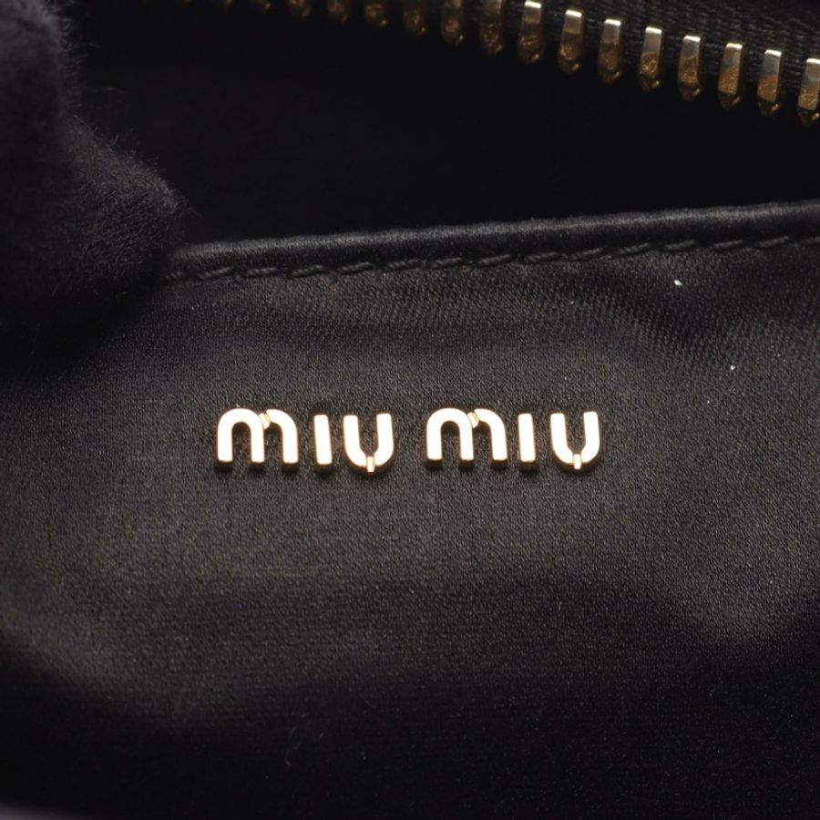 Miu Miu 壓花 logo 單肩包 黑色皮革 二手 女士-3