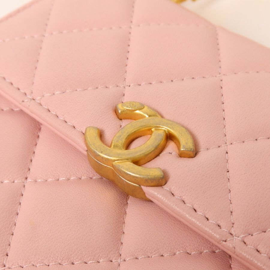 CHANEL 羊皮皮革Mini Top Handle鏈帶手挽肩背兩用袋-9