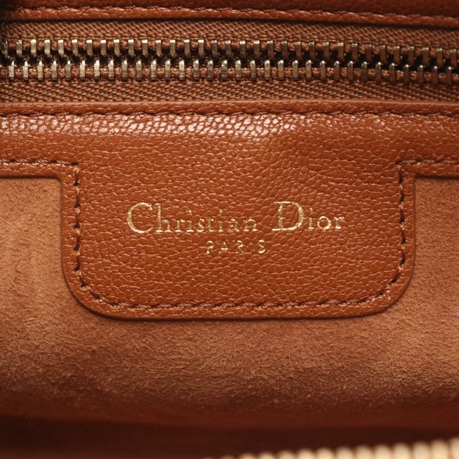 Christian Dior 雙馬鞍包肩斜背包,棕色皮革,二手-4