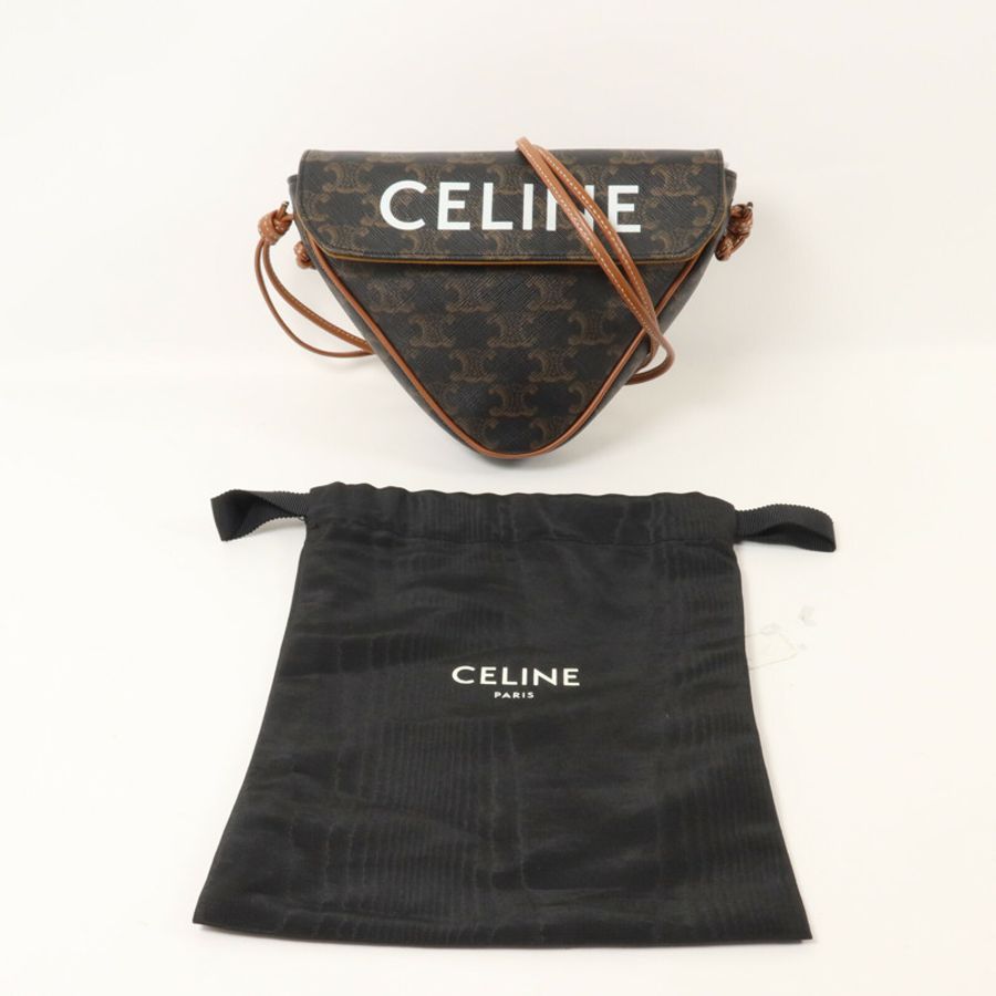 CELINE 塗層帆布Triangle Bag肩背袋-8