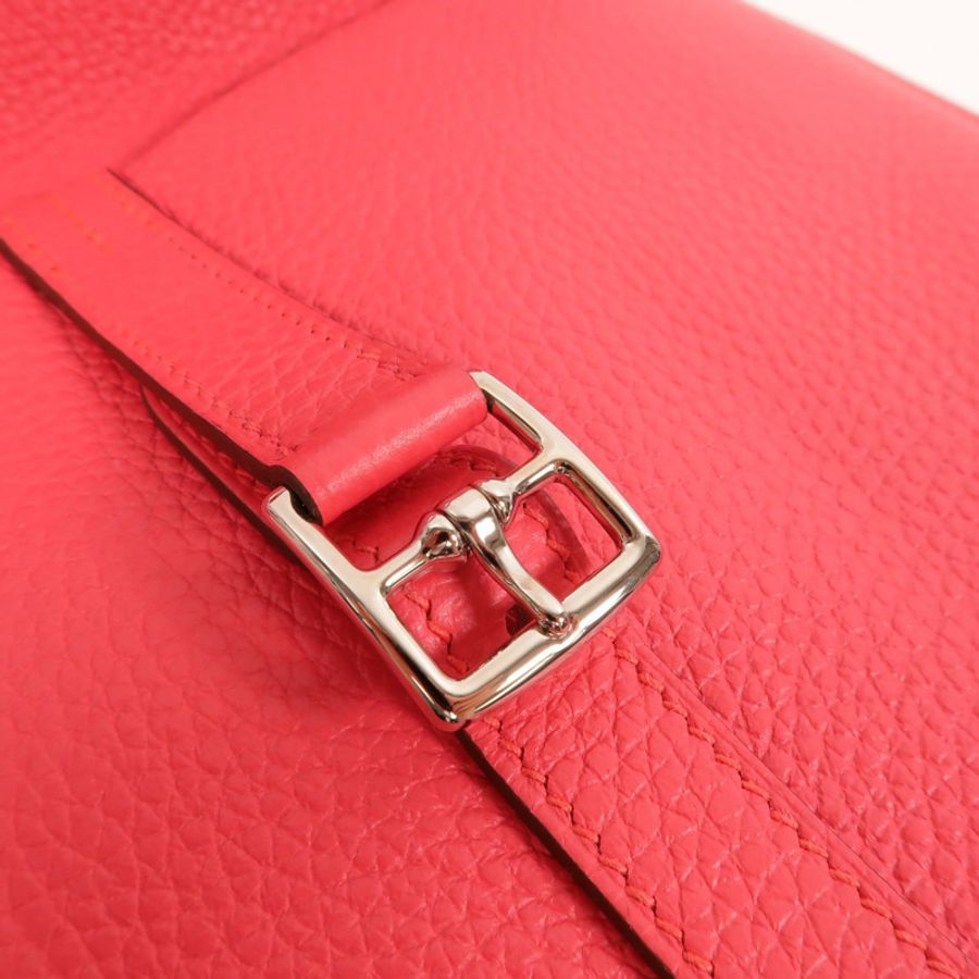 HERMES Clemence皮革Halzan 25手挽肩背兩用袋Rose Extreme-6