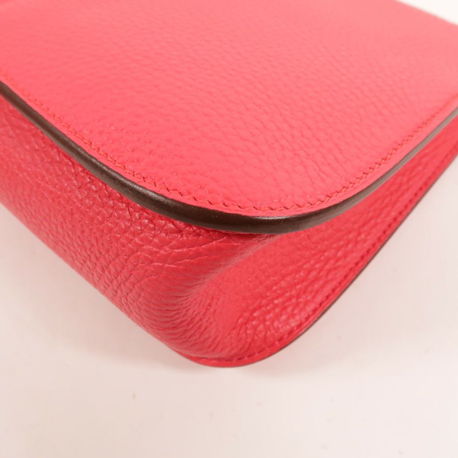 HERMES Clemence皮革Halzan 25手挽肩背兩用袋Rose Extreme-14
