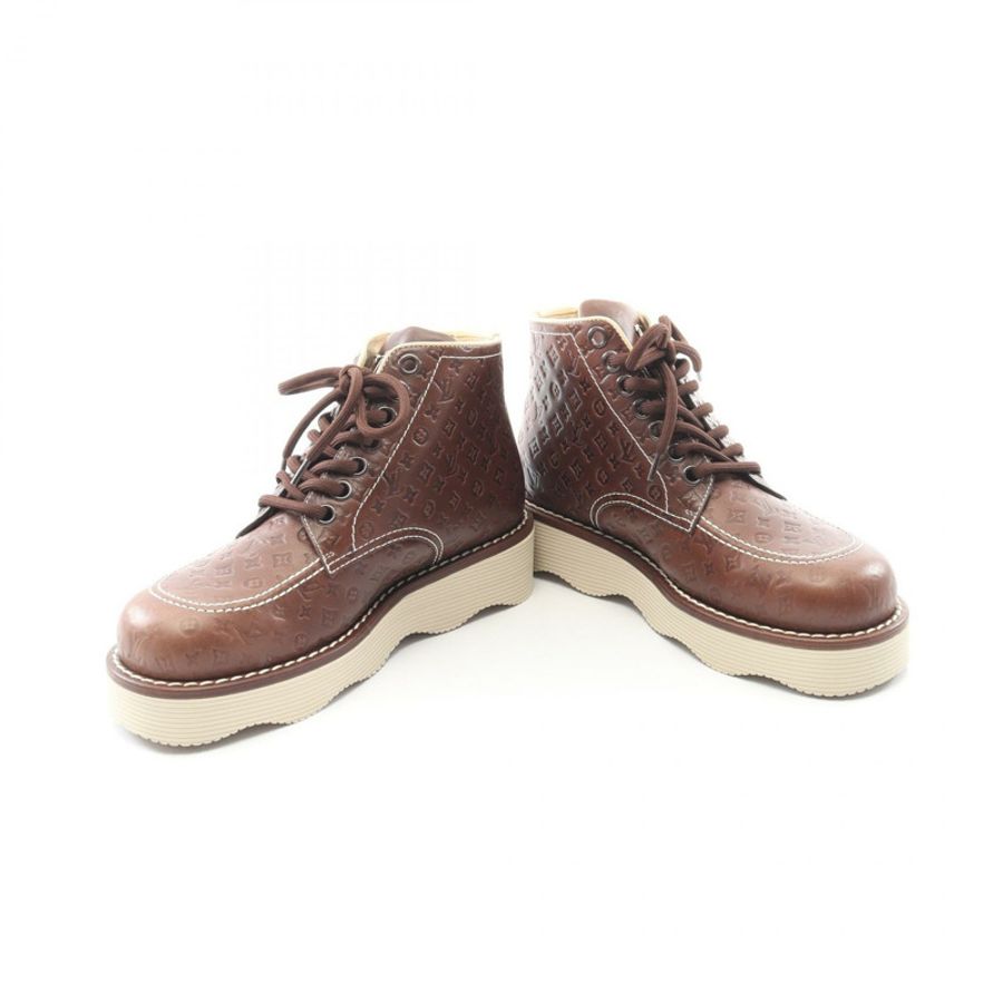 路易威登 LV Waves 系列 Monogram 帆布靴 1ACWDG 皮革棕色二手男款 7 碼-2