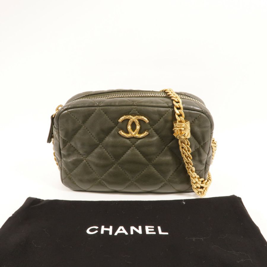 CHANEL 牛皮皮革Camera Bag Gold Ball肩背袋-10