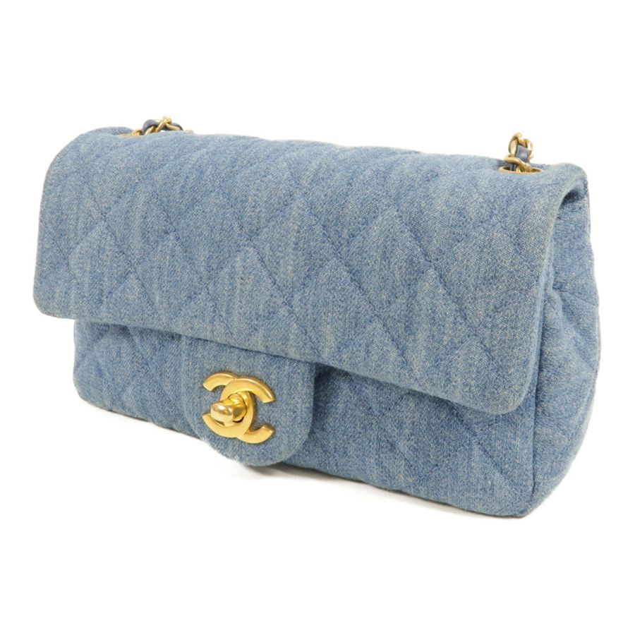 CHANEL Denim Mini Classic 20 Gold Ball肩背袋-2