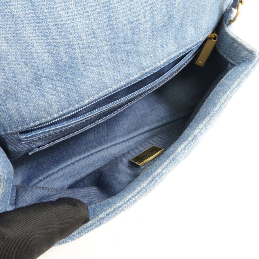 CHANEL Denim Mini Classic 20 Gold Ball肩背袋-4