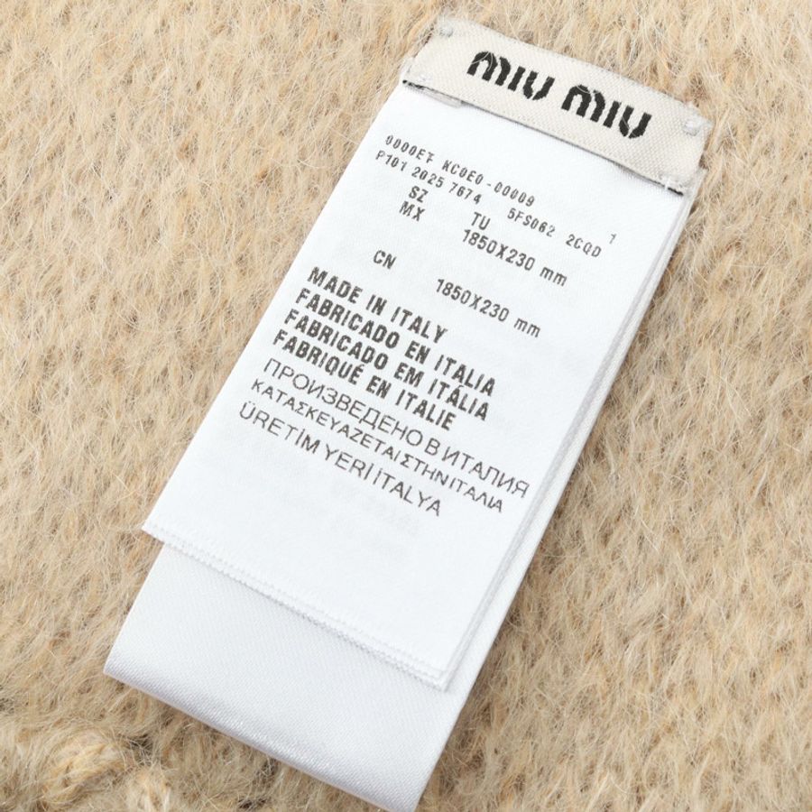 Miu Miu logo 圍巾 5FS0622CQDF0018 羊毛馬海毛 米色 新款 女士-1