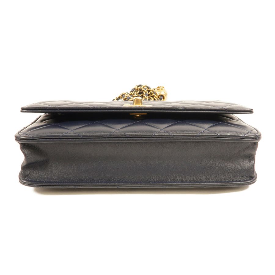 CHANEL 羊皮皮革WOC Wallet On Chain Gold Ball鏈帶肩背袋-3