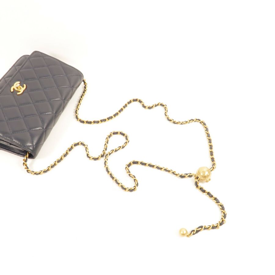 CHANEL 羊皮皮革WOC Wallet On Chain Gold Ball鏈帶肩背袋-5