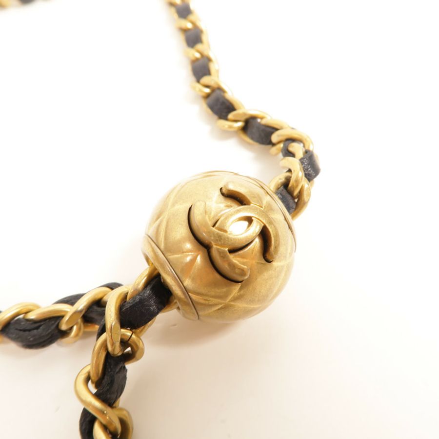 CHANEL 羊皮皮革WOC Wallet On Chain Gold Ball鏈帶肩背袋-6
