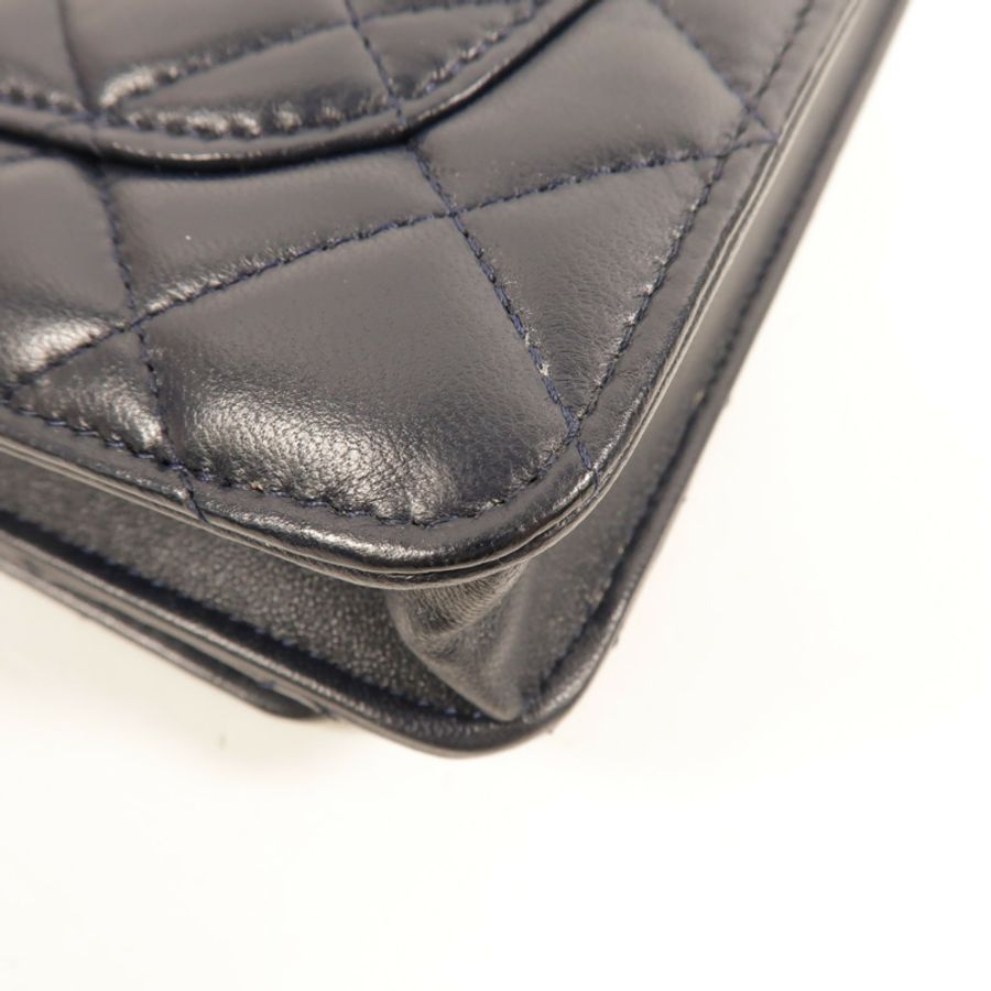 CHANEL 羊皮皮革WOC Wallet On Chain Gold Ball鏈帶肩背袋-15