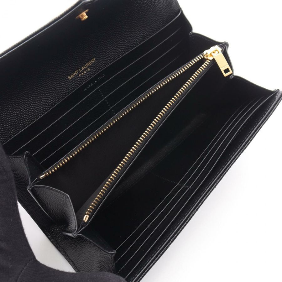 聖羅蘭巴黎 Monogram 雙折皮夾,黑色皮革,全新女士 YSL-2