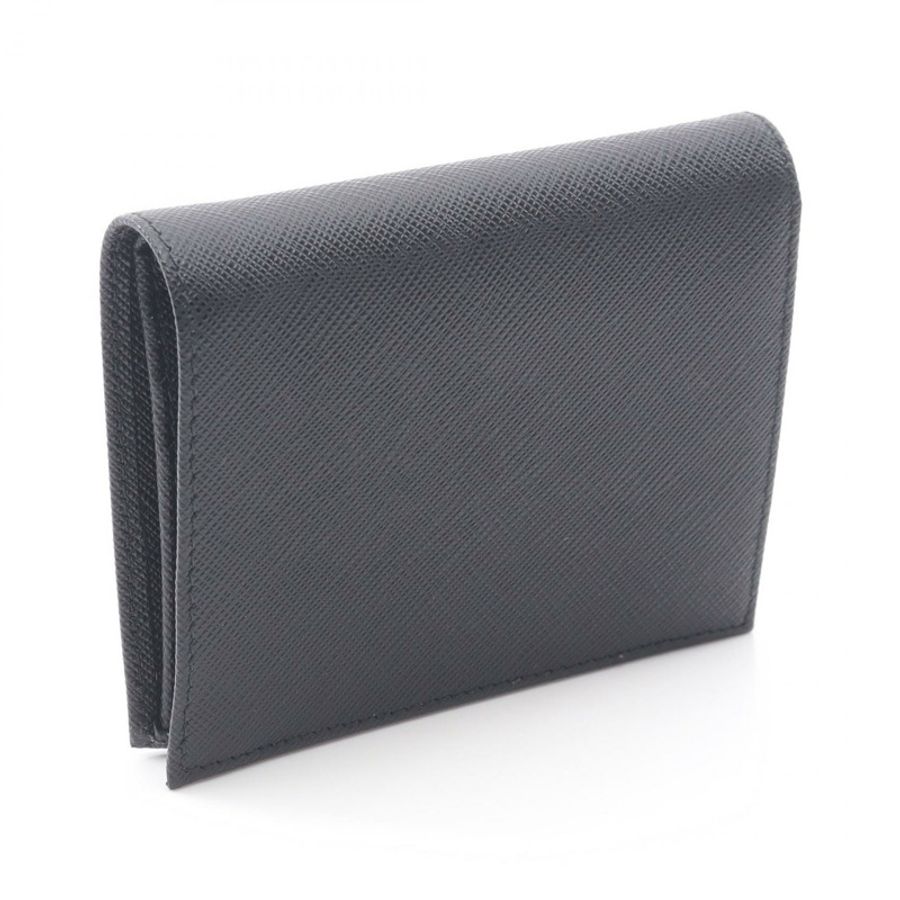 PRADA SAFFIANO TRIANG 雙折皮夾皮夾 1MV204QHHF0002 皮革黑色全新-1