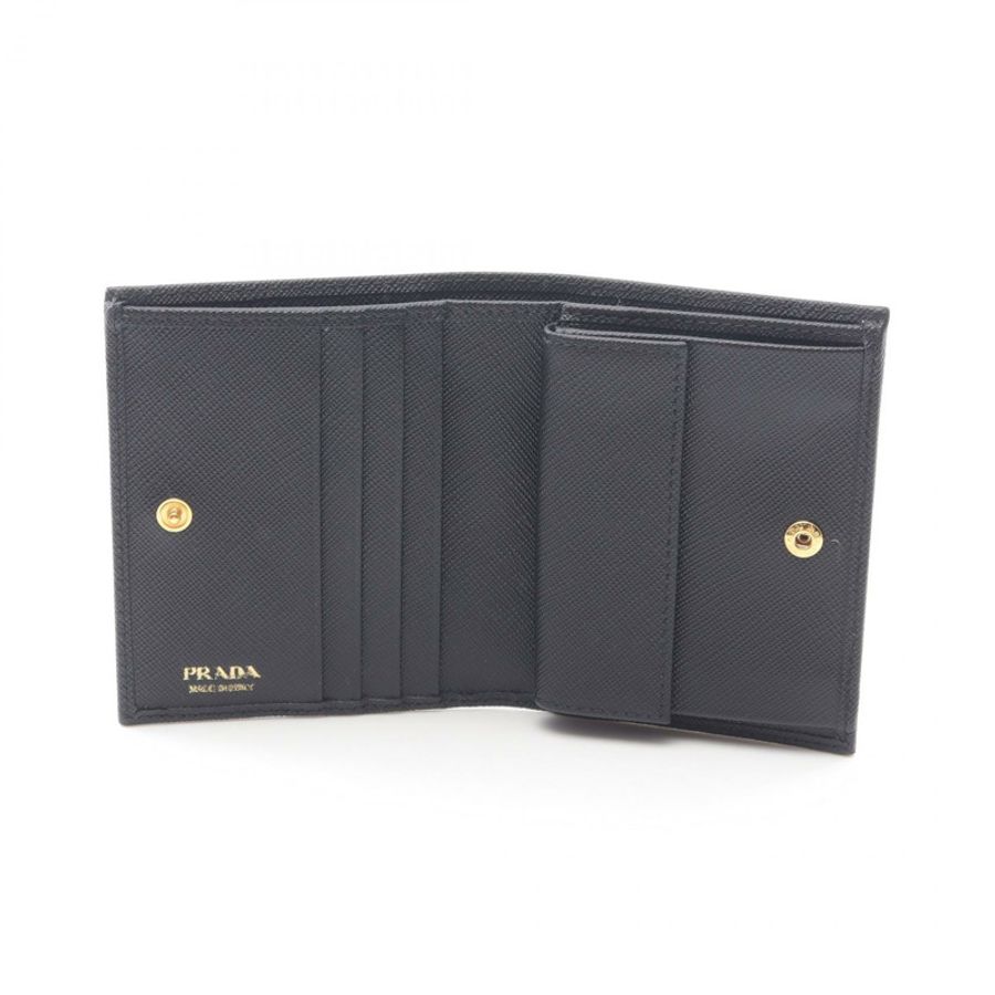 PRADA SAFFIANO TRIANG 雙折皮夾皮夾 1MV204QHHF0002 皮革黑色全新-2