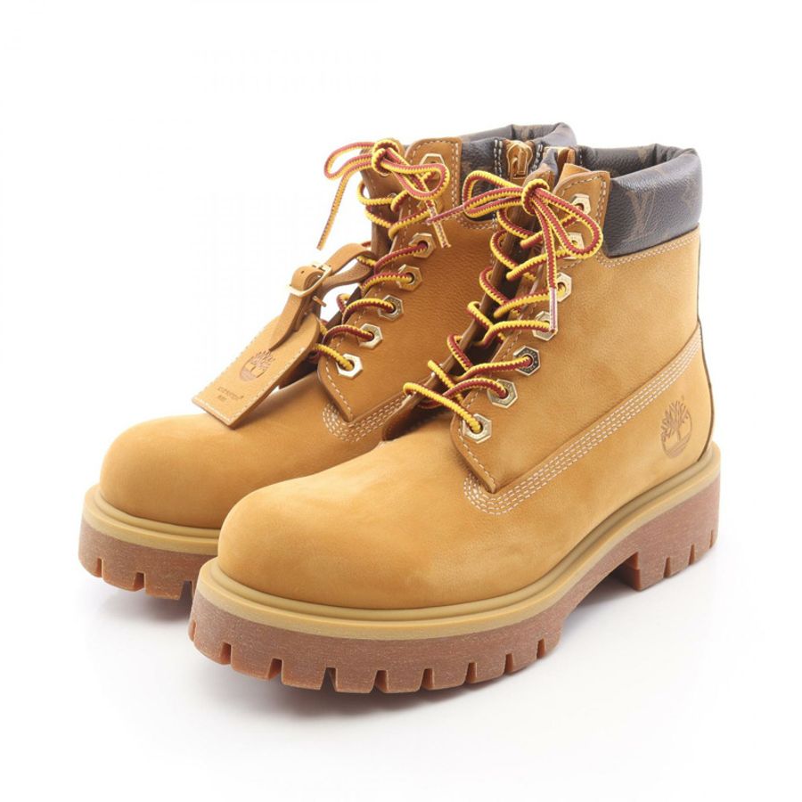 路易威登 Timberland 短靴 #8 皮革 Monogram 帆布 棕色 LV-0