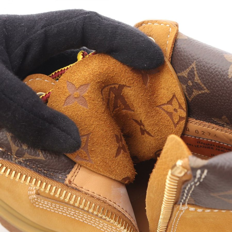 路易威登 Timberland 短靴 #8 皮革 Monogram 帆布棕色 LV-6