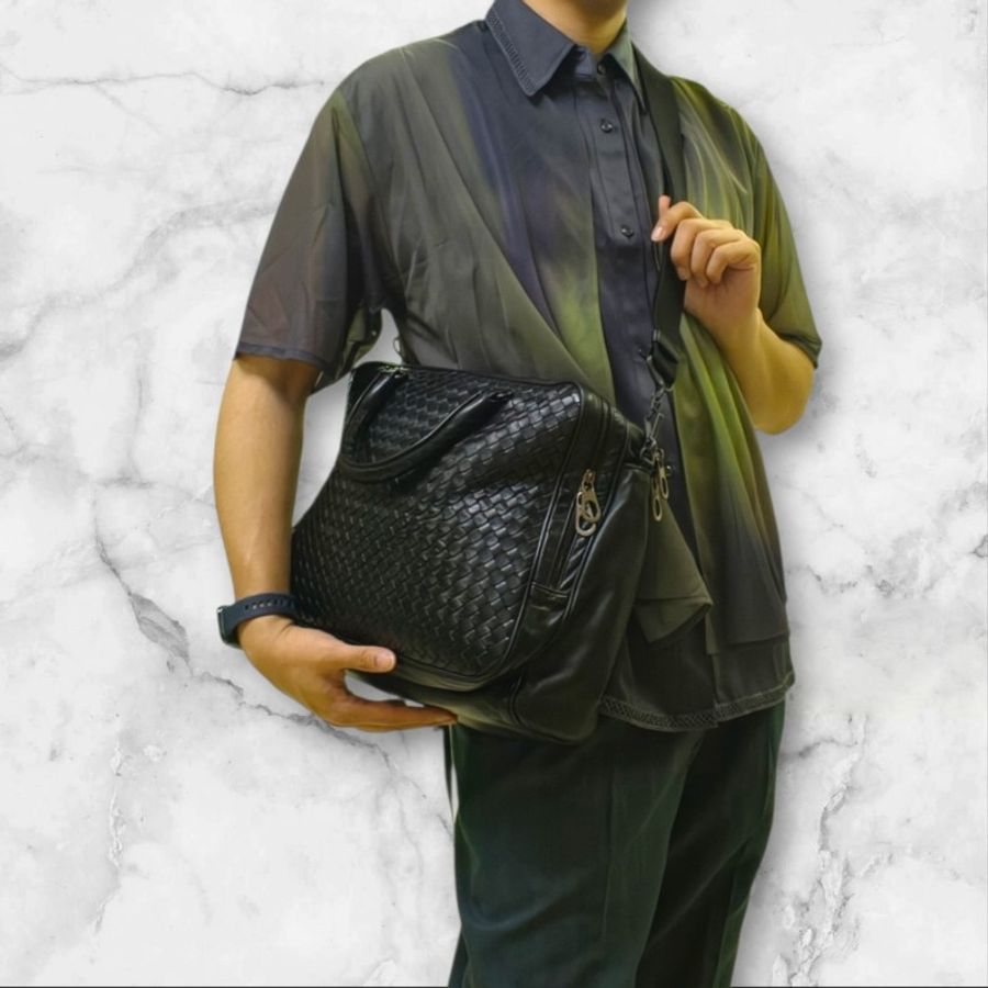 🌺暑期降價🌺快閃甜價只到7/19‼️㊣✨Bottega Veneta ✨寶緹嘉 BV 羊皮 黑色 編織 雙層 公事包 手提包 肩背包 斜背包/二手包/二手精品/保證正品🌳二手樹屋🌳-69