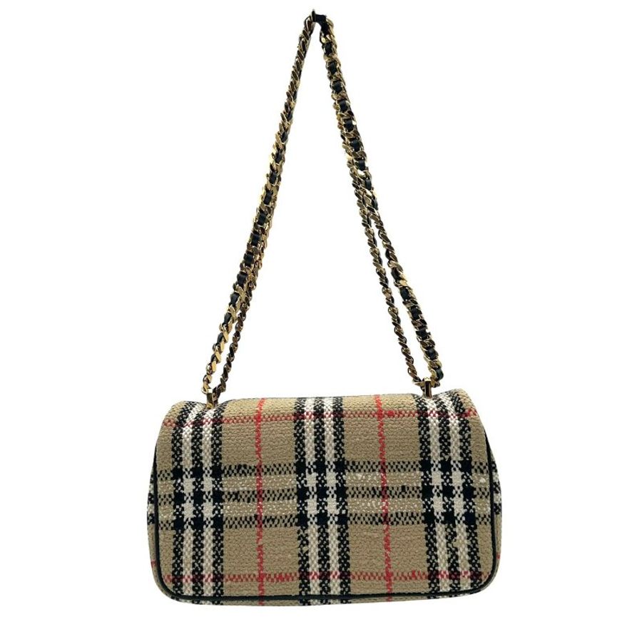 【美收精品】 Burberry Lola TB 經典格紋毛料小號鏈帶肩背包 C-724【隔月月中將轉賣至日本 上架期限30天】-2