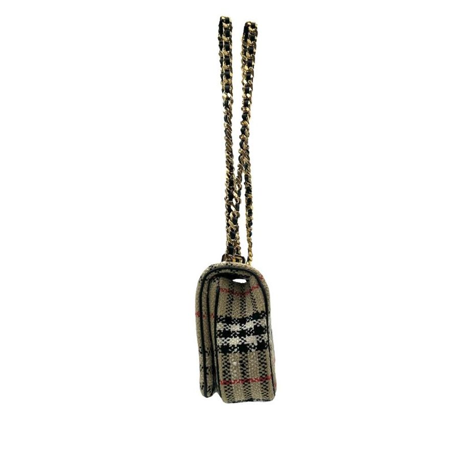 【美收精品】 Burberry Lola TB 經典格紋毛料小號鏈帶肩背包 C-724【隔月月中將轉賣至日本 上架期限30天】-4