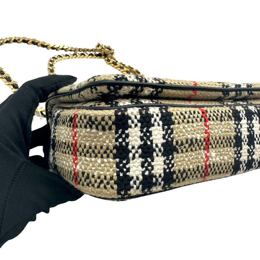 【美收精品】 Burberry Lola TB 經典格紋毛料小號鏈帶肩背包 C-724【隔月月中將轉賣至日本 上架期限30天】-6
