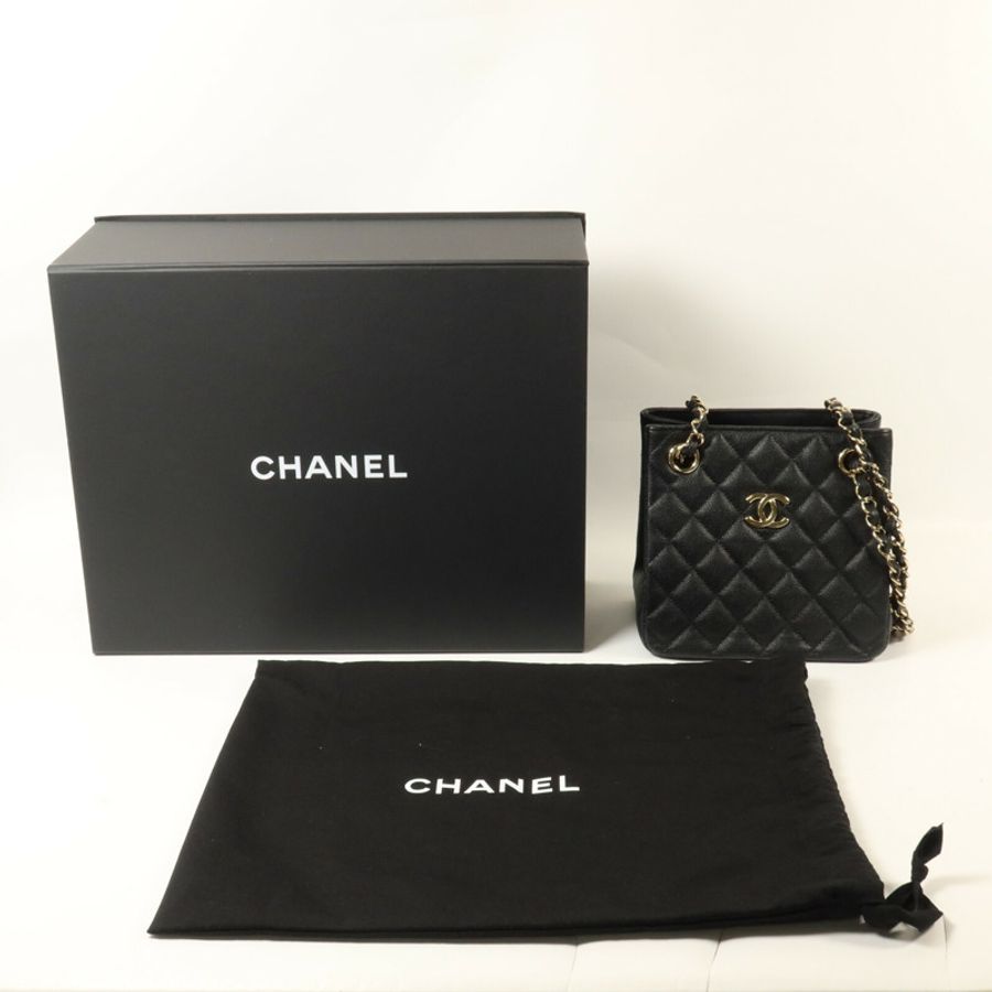 CHANEL 牛皮皮革Mini Bucket鏈帶肩背袋-7