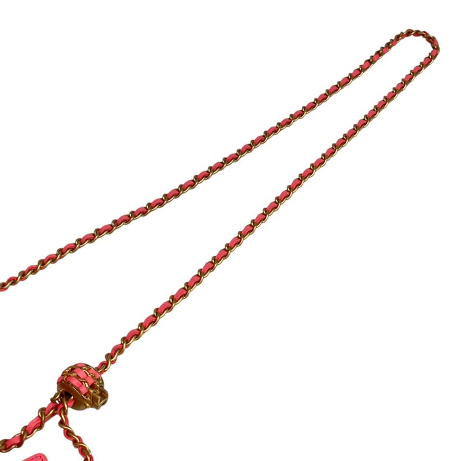 △ CHANEL 香奈兒 Pink Lambskin Gold Tone Metal Gold Ball Chain No.32 Vanity Case 粉紅色小羊皮金色金屬No.32化妝箱 AP2303-267012245-14