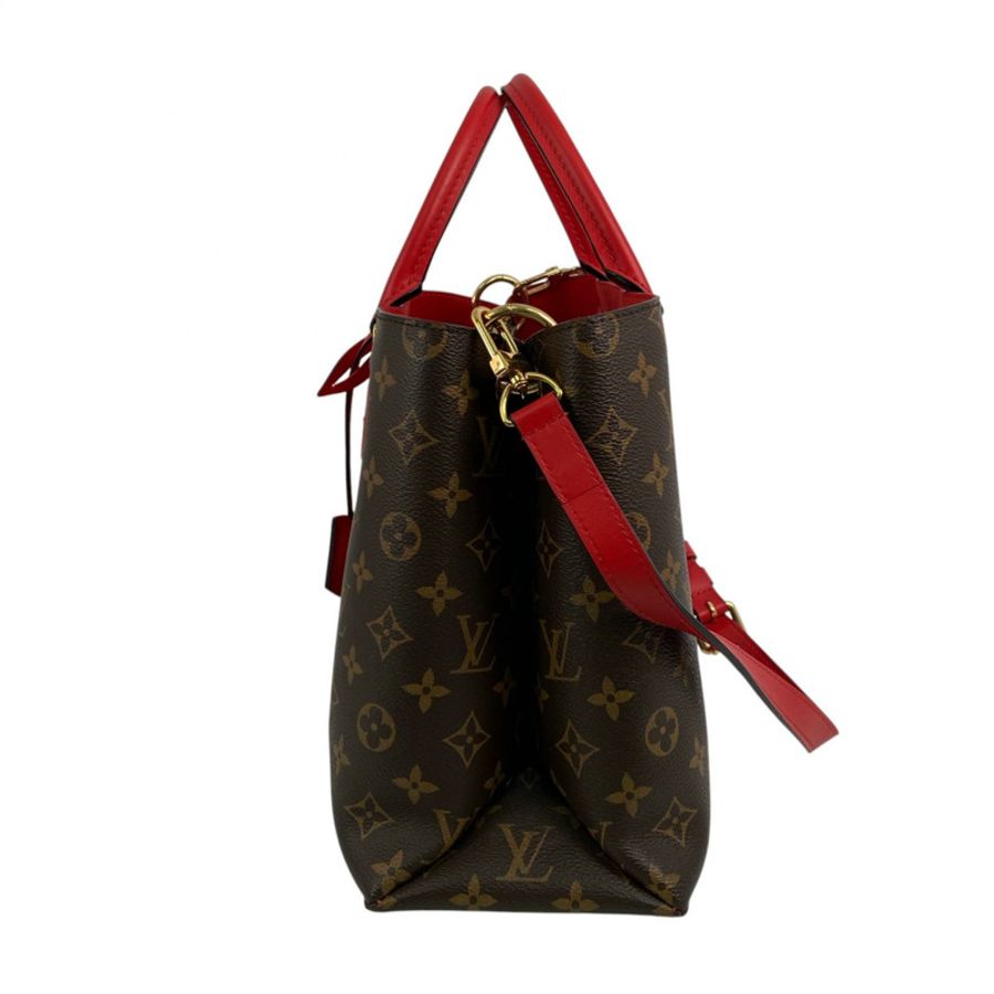 △ LOUIS VUITTON 路易·威登 Brown And Red Coated Canvas Monogram Flower Tote 2 way bag 啡色和紅色塗層帆布經典老花兩用袋 M43553-267013036-2