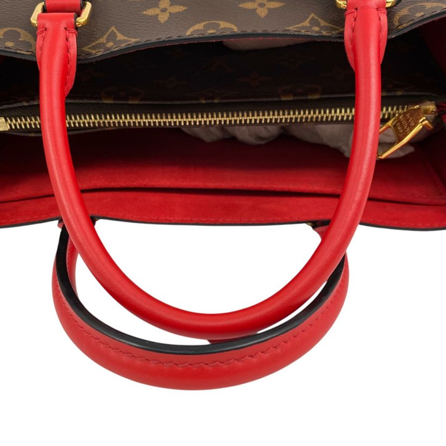 △ LOUIS VUITTON 路易·威登 Brown And Red Coated Canvas Monogram Flower Tote 2 way bag 啡色和紅色塗層帆布經典老花兩用袋 M43553-267013036-9
