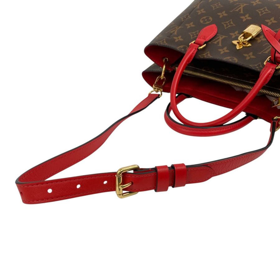 △ LOUIS VUITTON 路易·威登 Brown And Red Coated Canvas Monogram Flower Tote 2 way bag 啡色和紅色塗層帆布經典老花兩用袋 M43553-267013036-10