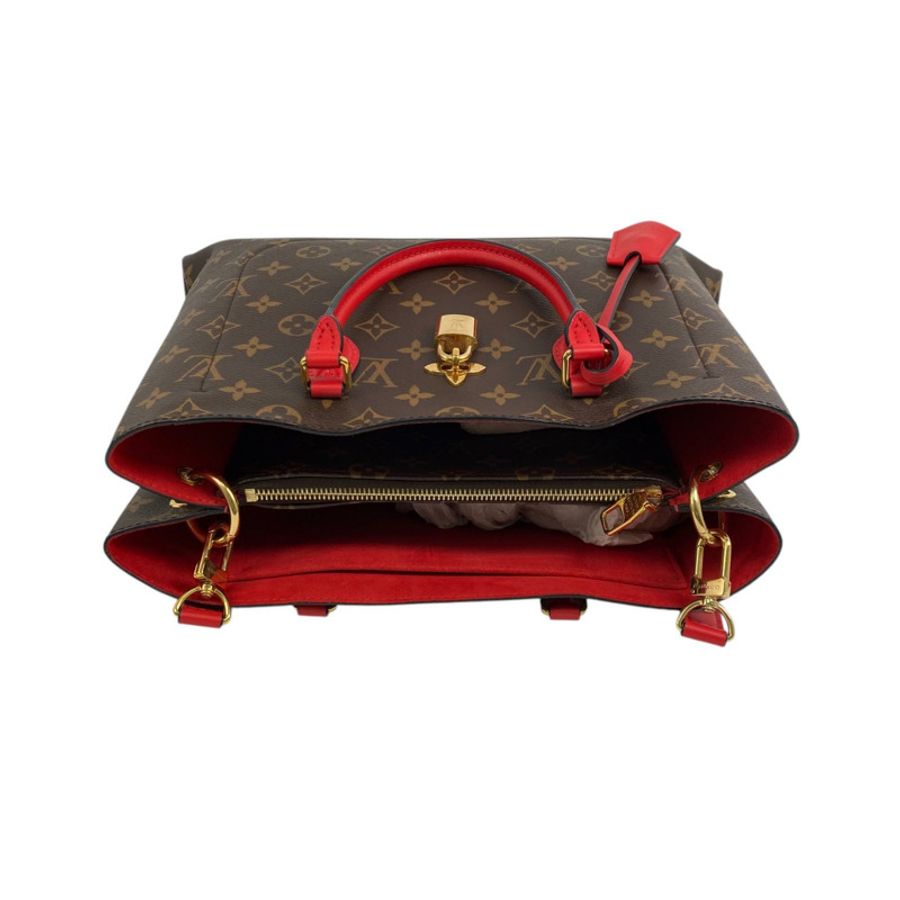 △ LOUIS VUITTON 路易·威登 Brown And Red Coated Canvas Monogram Flower Tote 2 way bag 啡色和紅色塗層帆布經典老花兩用袋 M43553-267013036-11