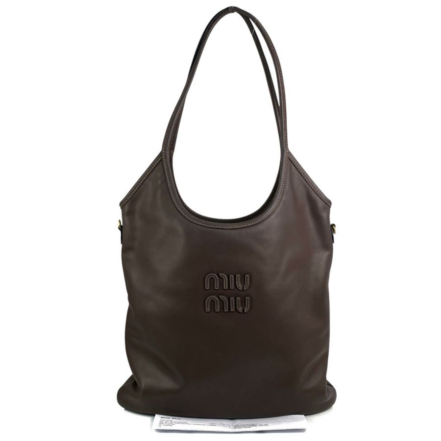 △ MIU MIU 繆繆 Brown Calfskin Ivy Shoulder Bag 啡色小牛皮肩背包-267013364-0