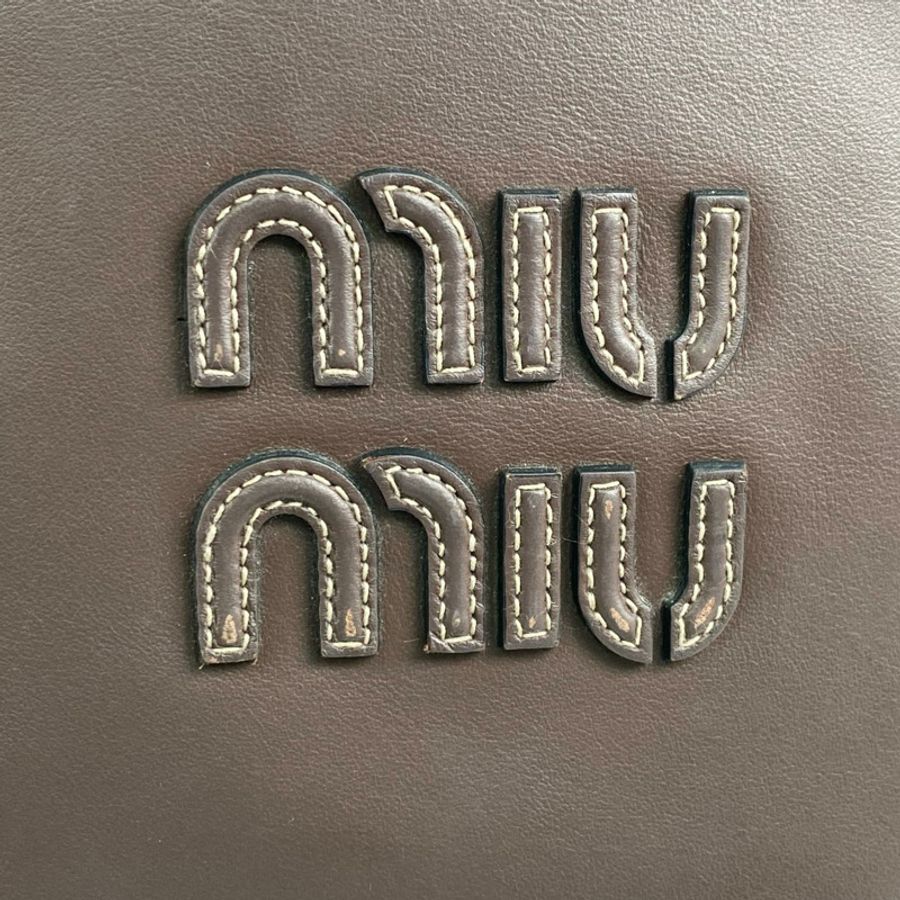 △ MIU MIU 繆繆 Brown Calfskin Ivy Shoulder Bag 啡色小牛皮肩背包-267013364-12