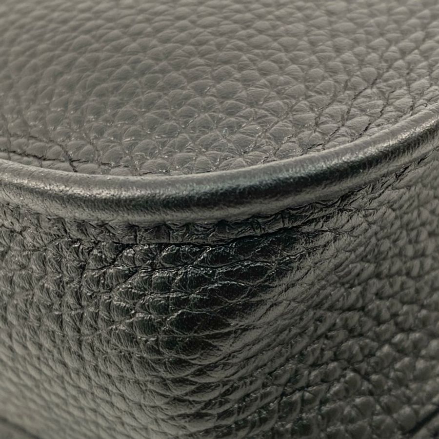△ HERMES 愛馬仕 Black Clemence Calfskin Gold Plated Metal Evelyne 16 Stamp U Shoulder Bag 黑色粒紋小牛皮鍍金金屬U刻肩背包-267013319-9