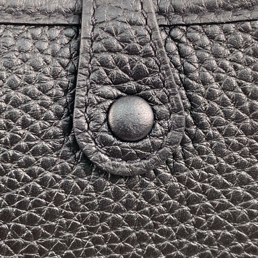△ HERMES 愛馬仕 Black Clemence Calfskin Gold Plated Metal Evelyne 16 Stamp U Shoulder Bag 黑色粒紋小牛皮鍍金金屬U刻肩背包-267013319-11