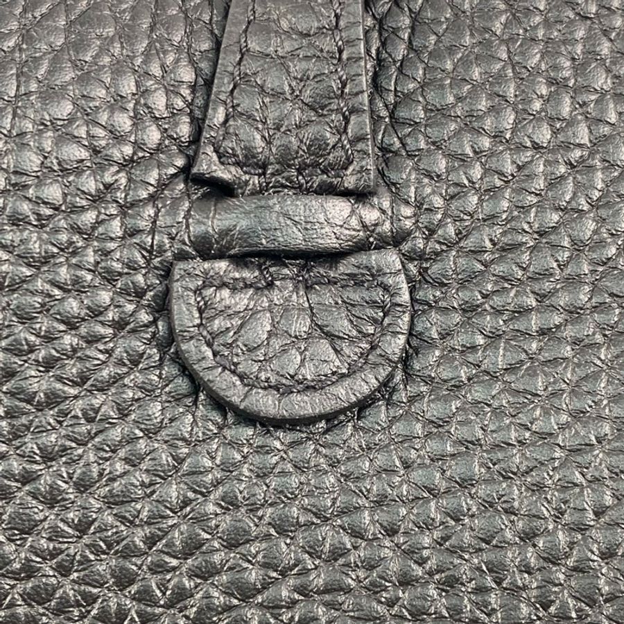 △ HERMES 愛馬仕 Black Clemence Calfskin Gold Plated Metal Evelyne 16 Stamp U Shoulder Bag 黑色粒紋小牛皮鍍金金屬U刻肩背包-267013319-12