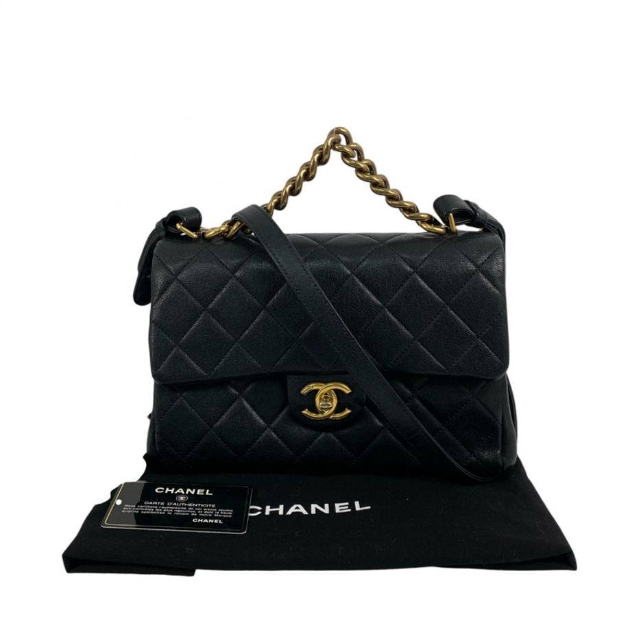 △ CHANEL 香奈兒 Black Calfskin Gold Tone Metal Vintage No.23 2 way bag 黑色小牛皮金色金屬No.23兩用袋 A93442-267011652-0