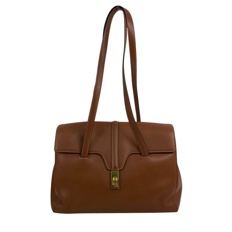 △ CELINE 思琳 Brown Calfskin Soft 16 Shoulder Bag 啡色小牛皮肩背包-267012886-1