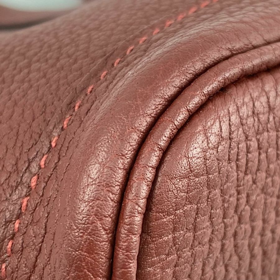 △ HERMES 愛馬仕 Wine Red Negonda Calfskin Palladium Plated Metal Garden Party 30 Stamp W Handbag 酒紅色粒紋小牛皮鍍鈀金屬W刻手挽袋-267013576-6