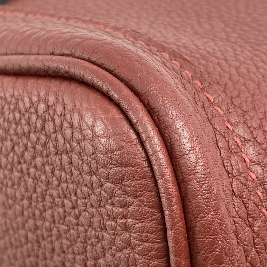 △ HERMES 愛馬仕 Wine Red Negonda Calfskin Palladium Plated Metal Garden Party 30 Stamp W Handbag 酒紅色粒紋小牛皮鍍鈀金屬W刻手挽袋-267013576-7