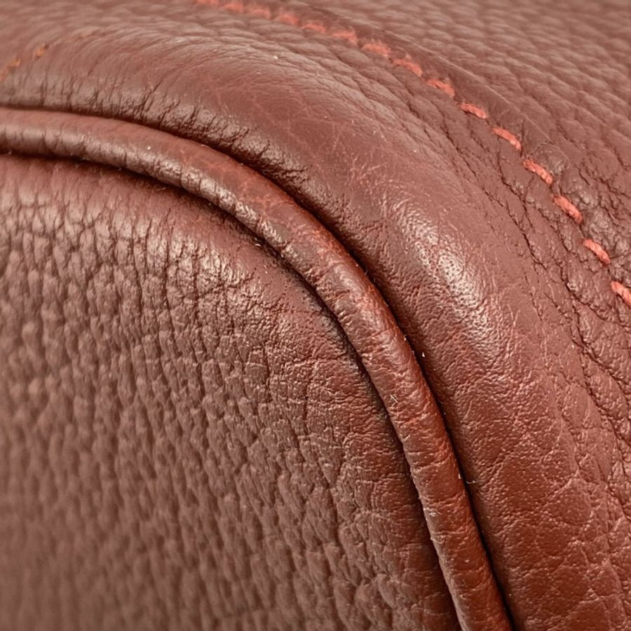 △ HERMES 愛馬仕 Wine Red Negonda Calfskin Palladium Plated Metal Garden Party 30 Stamp W Handbag 酒紅色粒紋小牛皮鍍鈀金屬W刻手挽袋-267013576-9