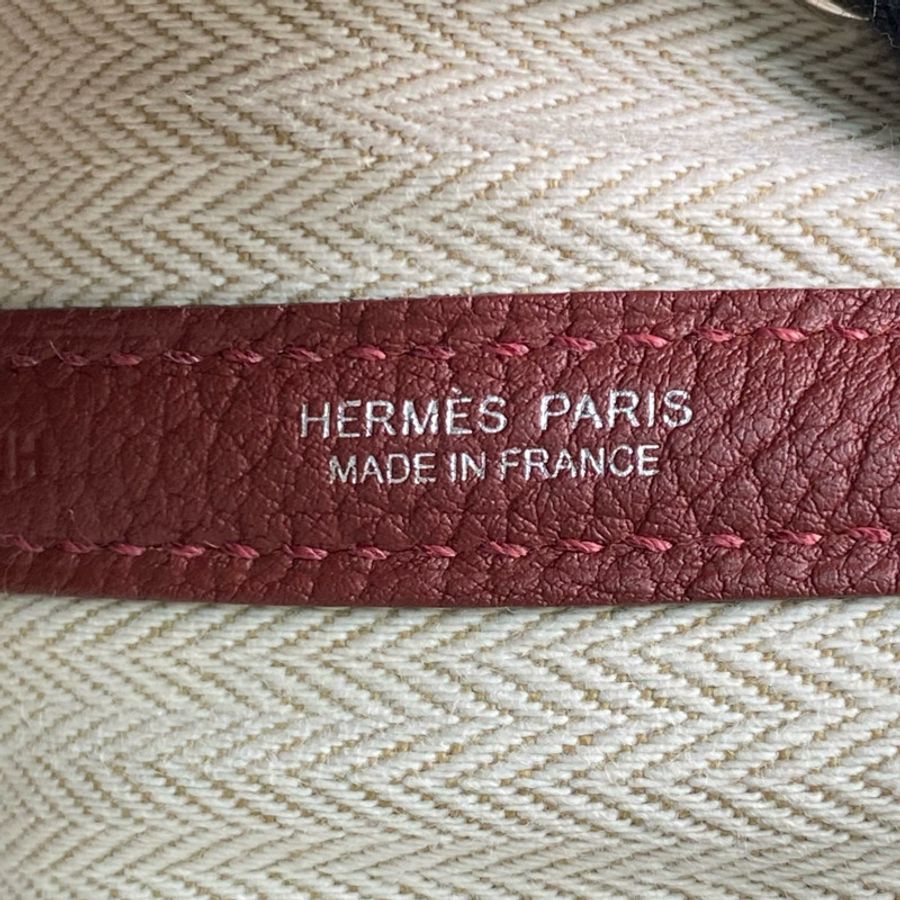 △ HERMES 愛馬仕 Wine Red Negonda Calfskin Palladium Plated Metal Garden Party 30 Stamp W Handbag 酒紅色粒紋小牛皮鍍鈀金屬W刻手挽袋-267013576-17