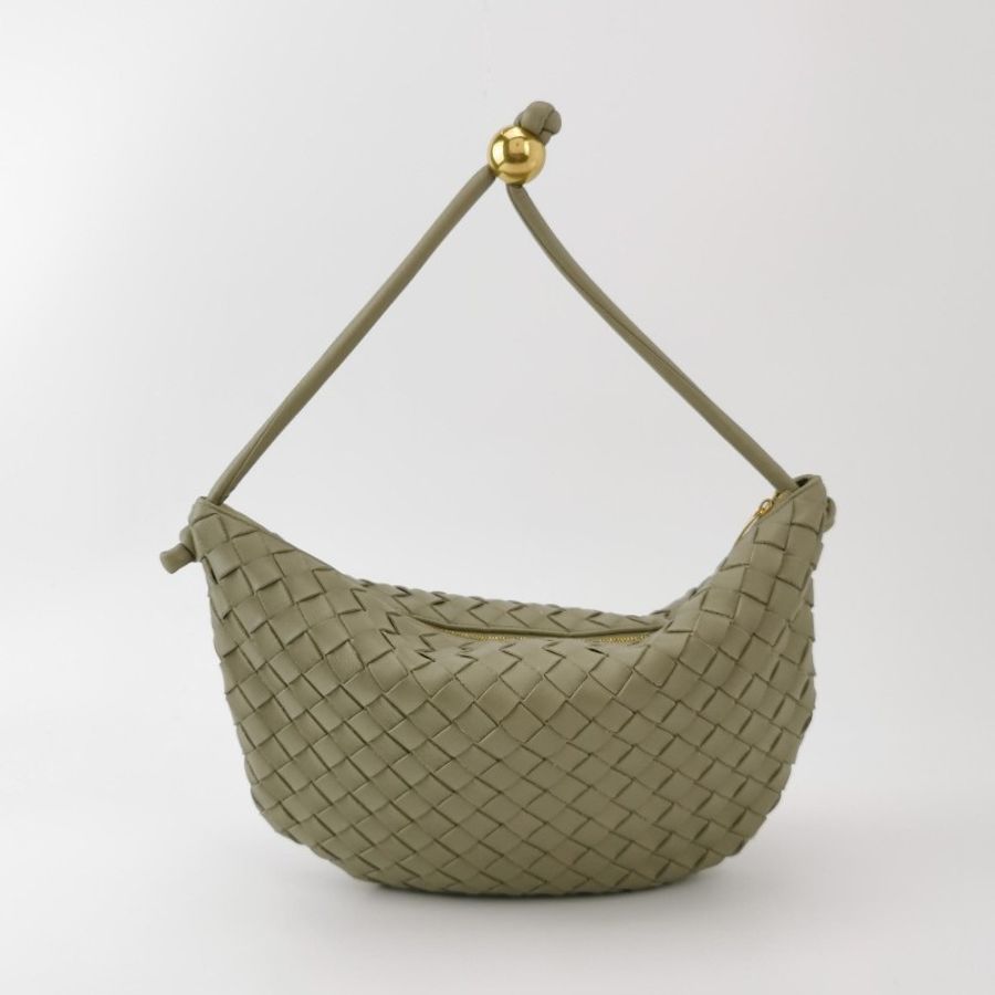 Bottega Veneta Turn羊皮綠色Intrecciato 編織肩背包-3