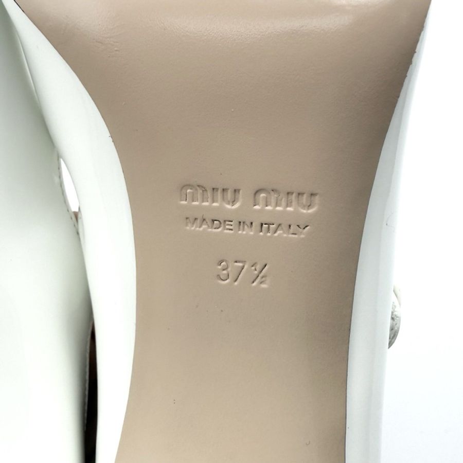 Miu Miu黑白拼色珍珠鏈條瑪麗珍鞋 37.5碼閒置新未使用-6