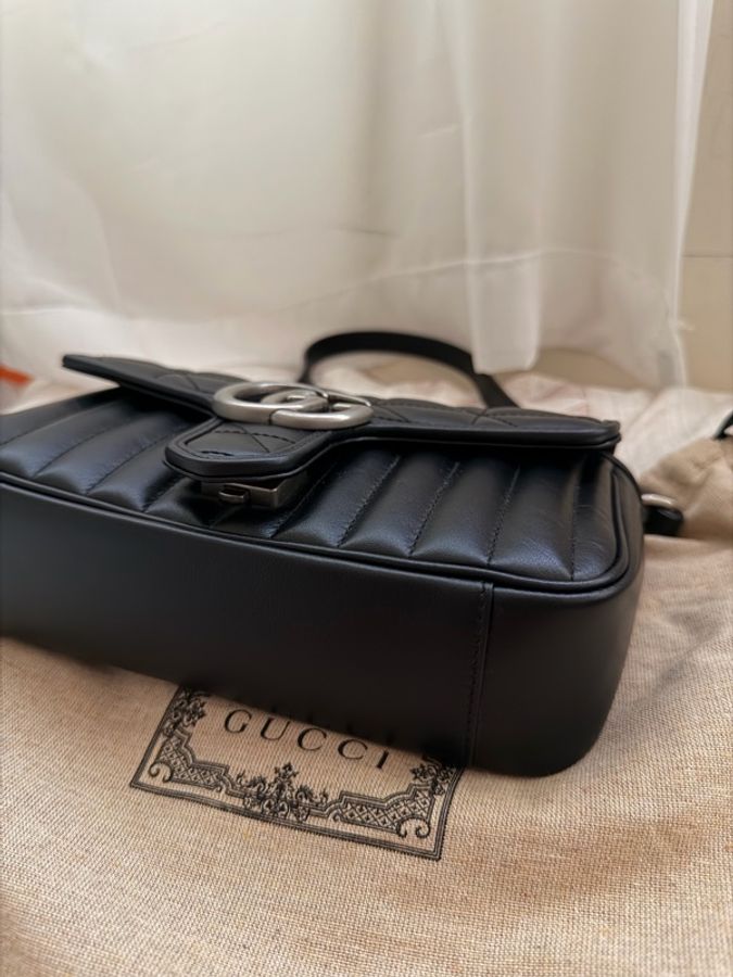 Gucci gg marmont 黑銀-3
