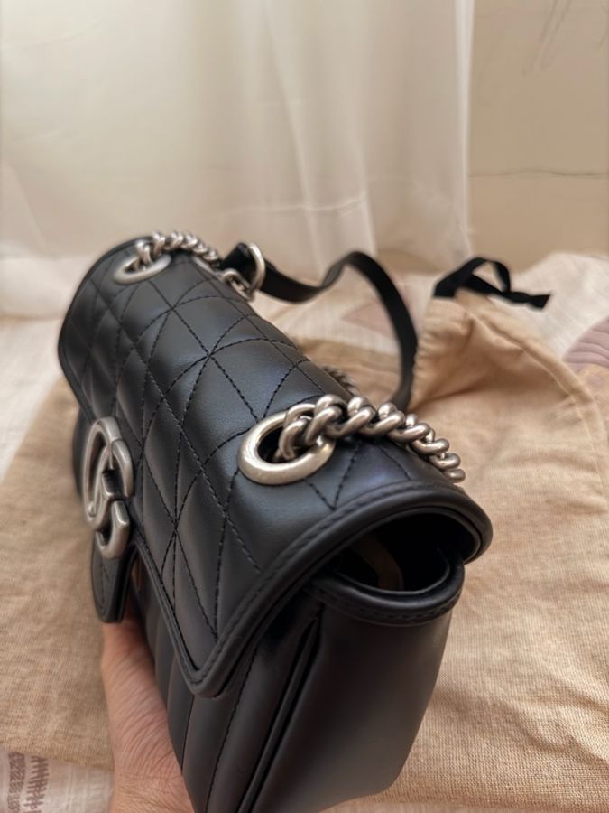 Gucci gg marmont 黑銀-4