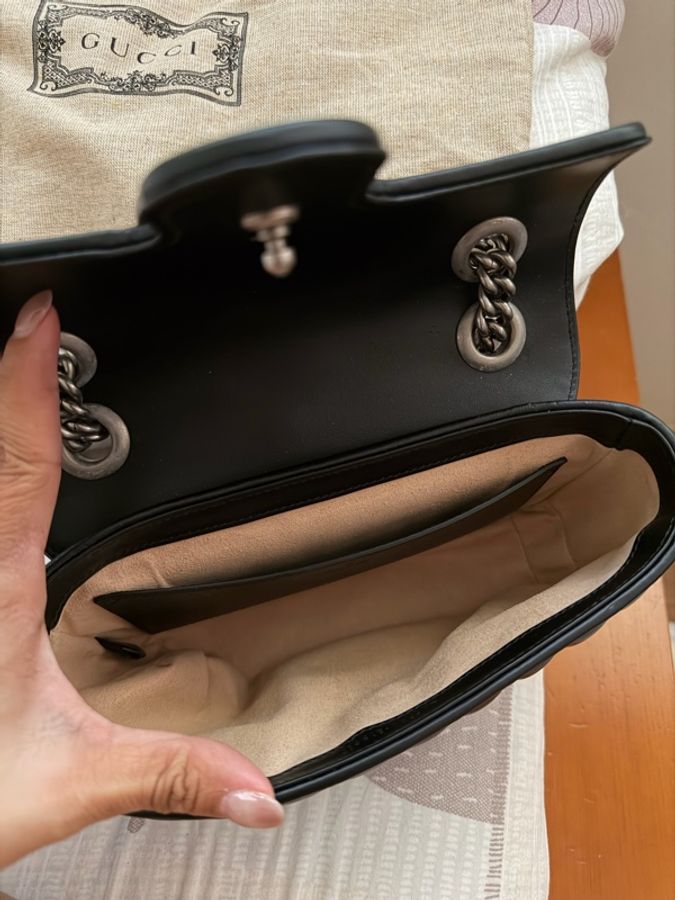 Gucci gg marmont 黑銀-7