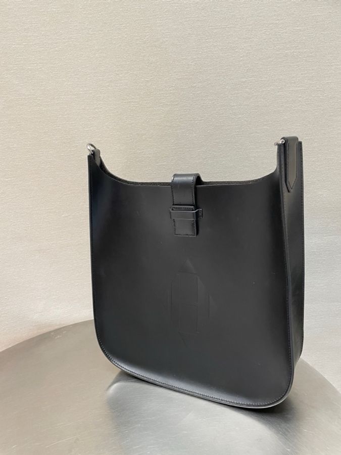 愛馬仕 HERMES Evelyne Sellier29 黑銀 Hunter皮 x刻 男女同款-1
