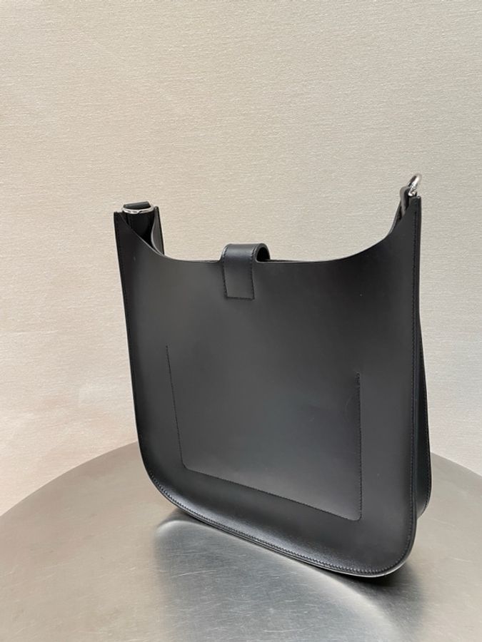 愛馬仕 HERMES Evelyne Sellier29 黑銀 Hunter皮 x刻 男女同款-3